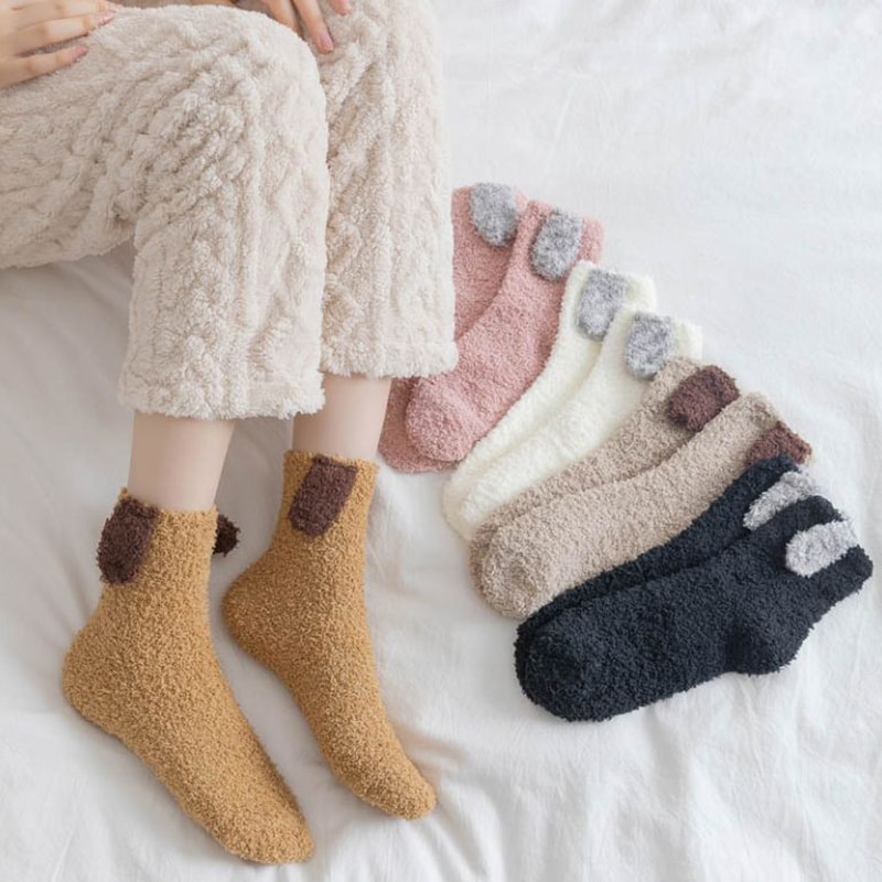 Tai thỏ 3D Nhật Bản Vớ Velvet cho Girls's Home Half Velvet Slound Tai thỏ 3D Nhật Bản Vớ Velvet cho Girls's Home Half Velvet Slound