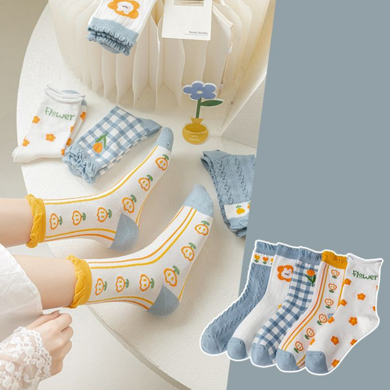 Vớ ống giữa cho trẻ em, xu hướng vớ hoạt hình Nhật Bản, phiên bản tiếng Hàn, vớ phụ nữ mỏng bốn mùa